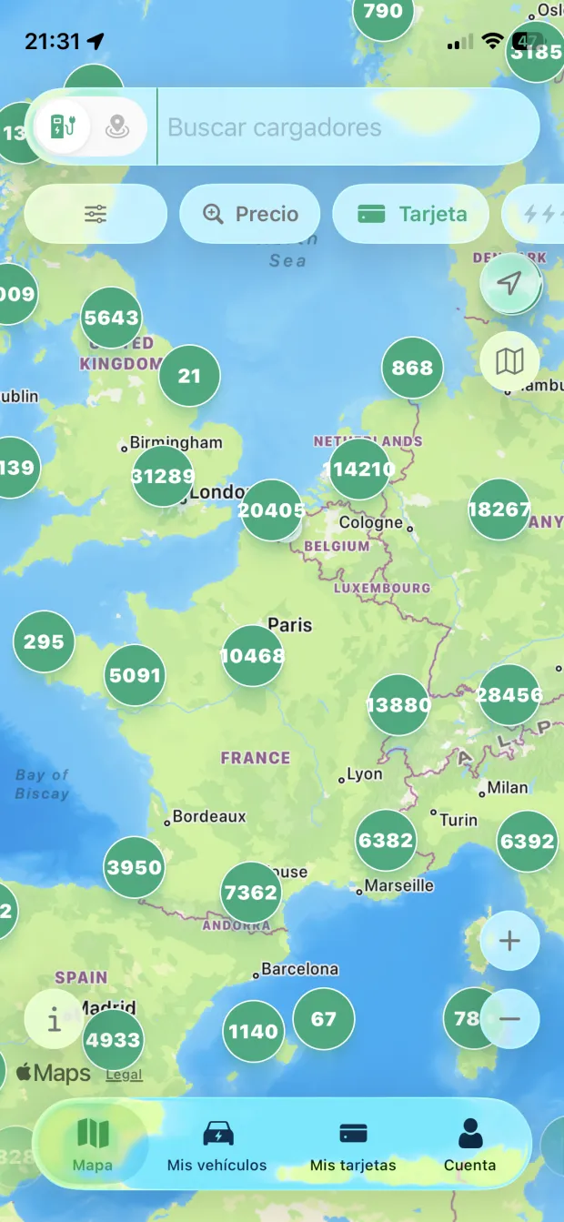 Encuentra estaciones de carga en cualquier lugar de Europa PlugPrice screenshot