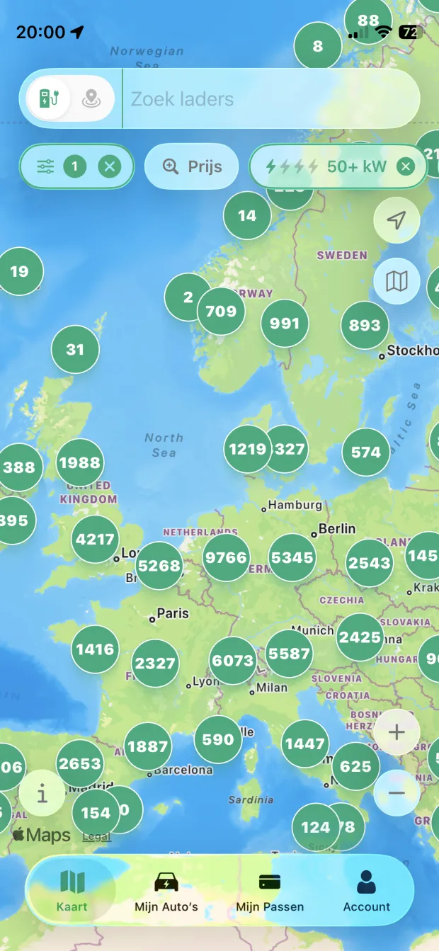 Vind laadstations overal in Europa PlugPrice screenshot