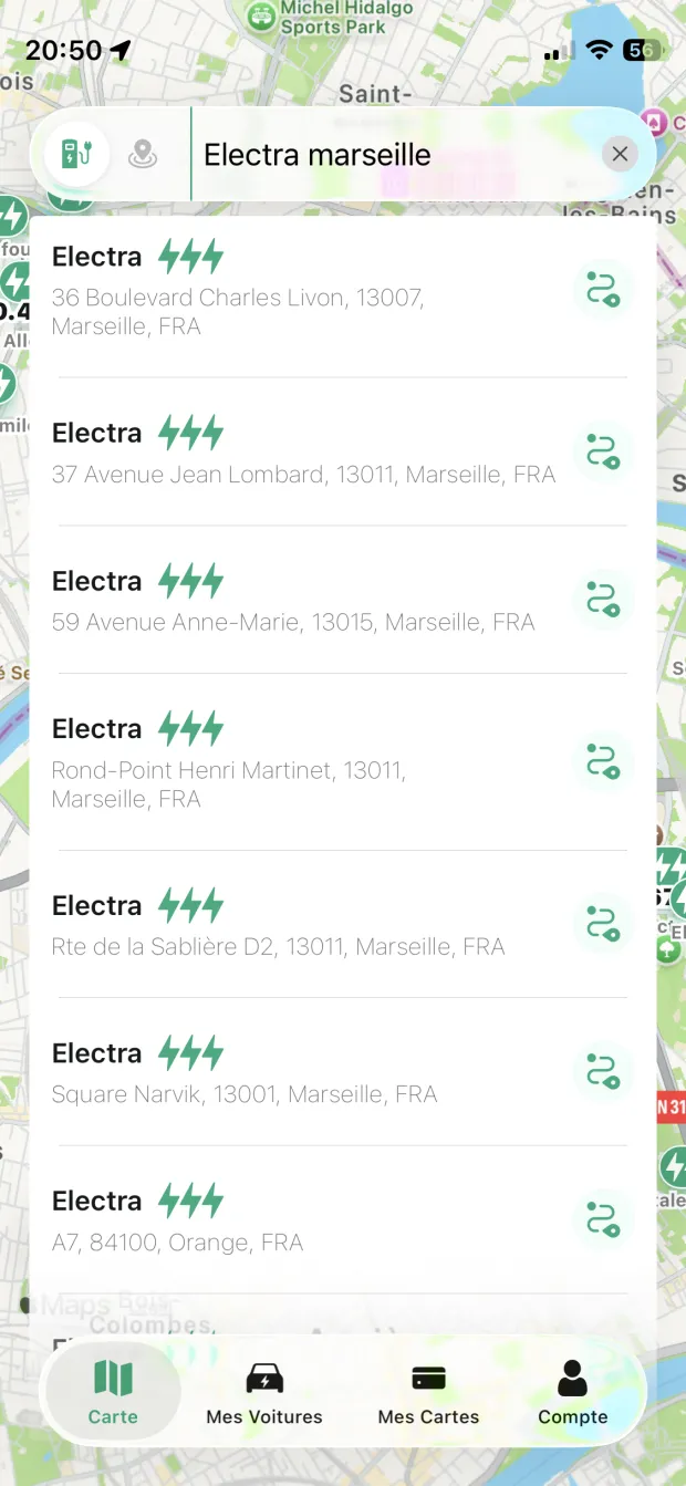 Recherchez stations & lieux PlugPrice screenshot