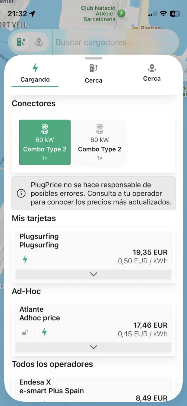 Desglose de costes transparente PlugPrice screenshot