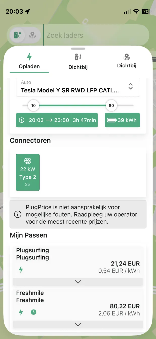 Transparant kostenoverzicht PlugPrice screenshot