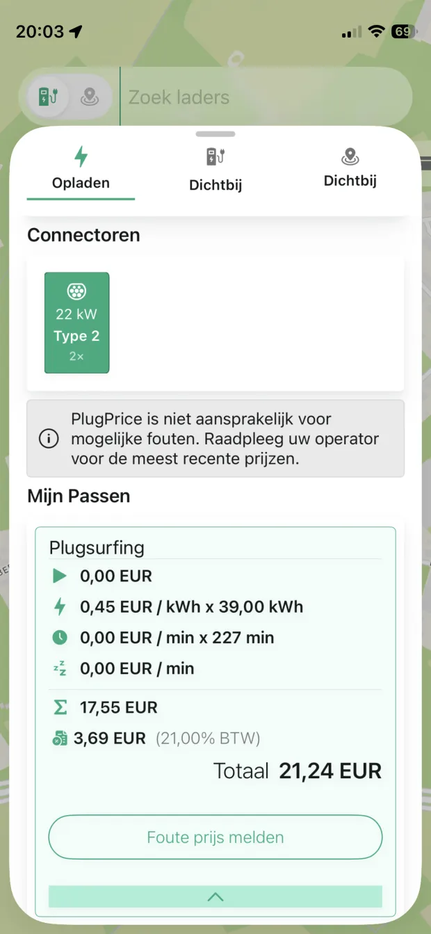 Transparant kostenoverzicht PlugPrice screenshot