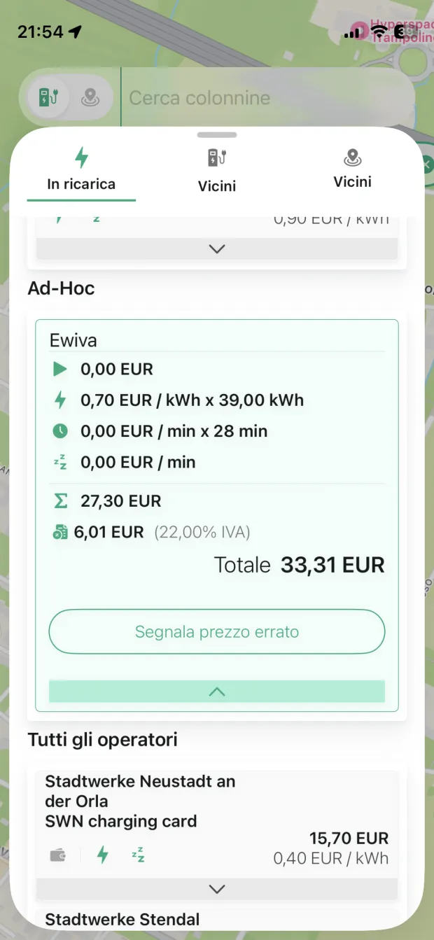 Dettaglio dei costi trasparente PlugPrice screenshot